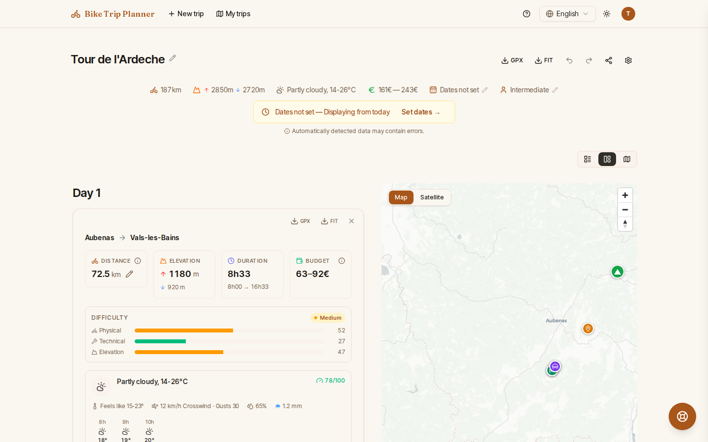 Split view: timeline and map